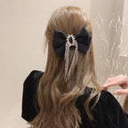 Bow Rhinestone Tassel Hair Clip L2748