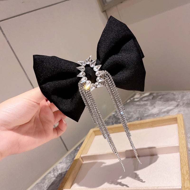 Bow Rhinestone Tassel Hair Clip L2748