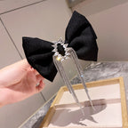 Bow Rhinestone Tassel Hair Clip L2748