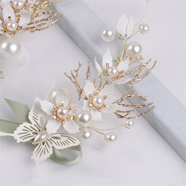Handmade Flower Pearl Hair Clip Set L2827