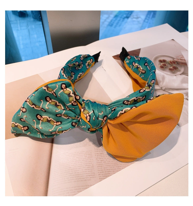 Floral Printed Bow Fabric Headband L2852
