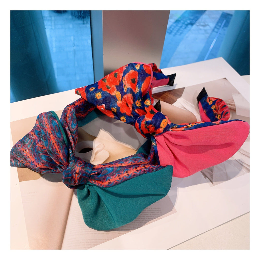 Floral Printed Bow Fabric Headband L2852