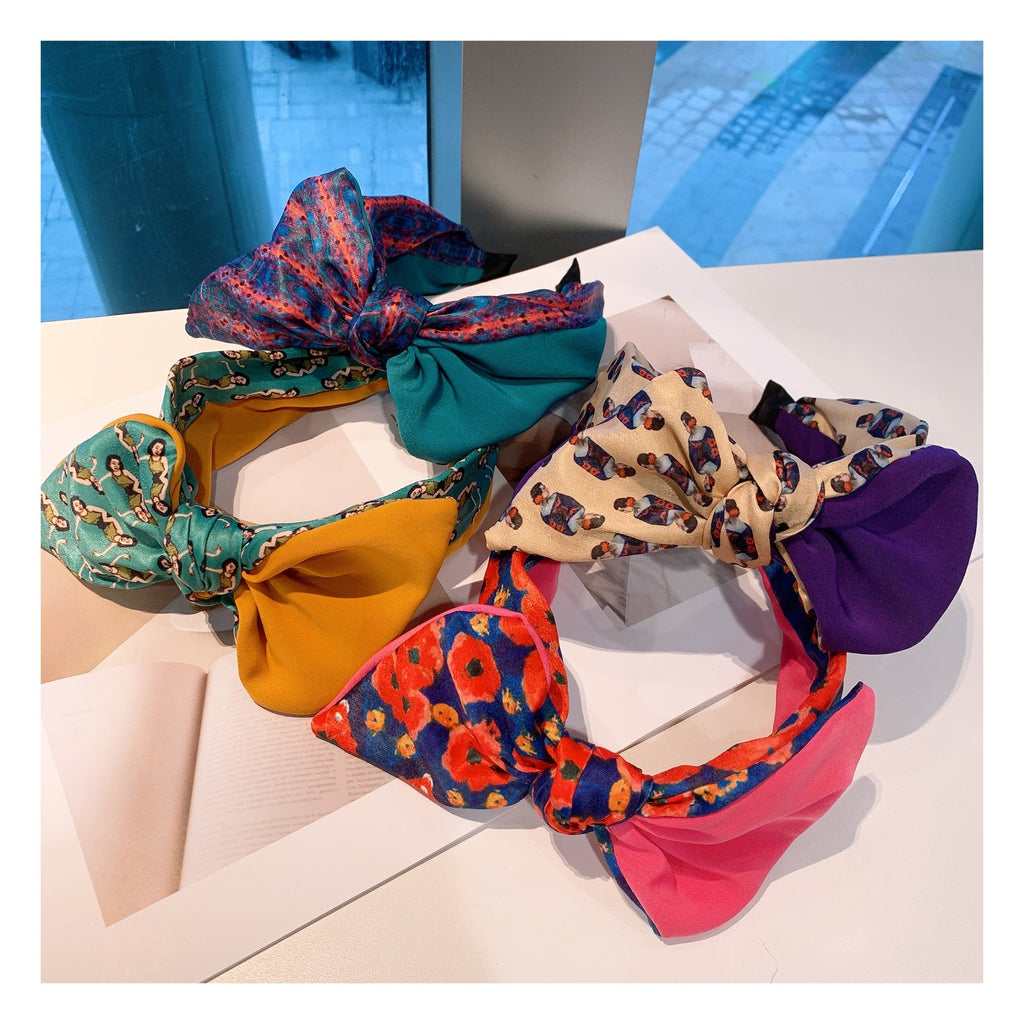 Floral Printed Bow Fabric Headband L2852
