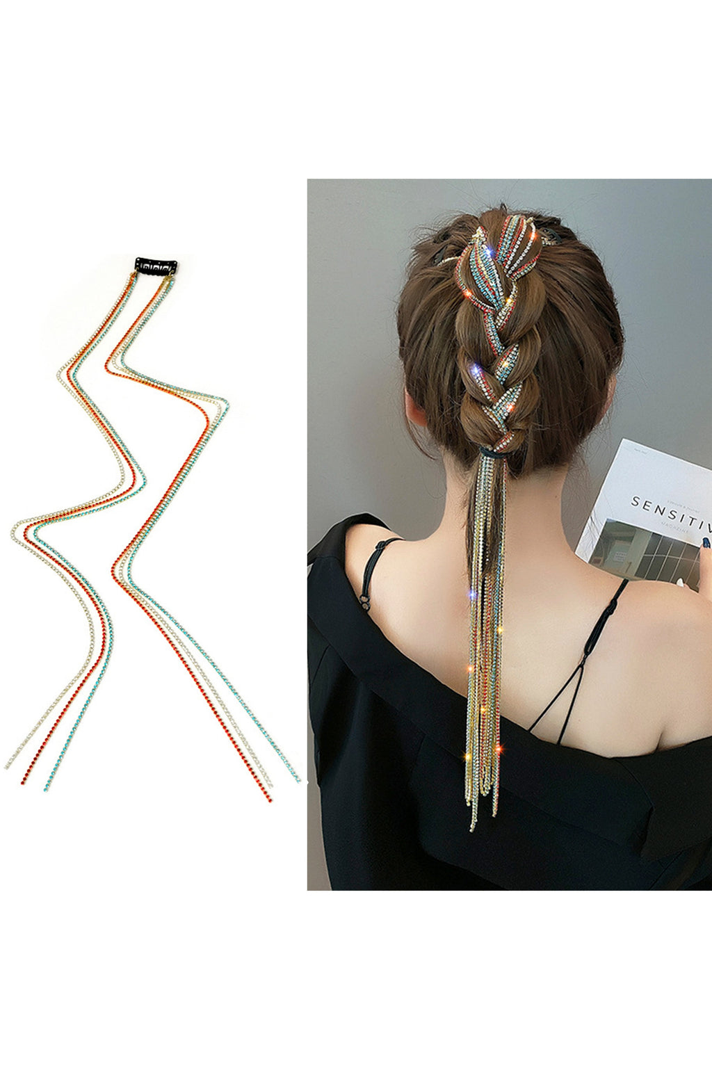 Rhinestone Tassel Hair Clip L2920