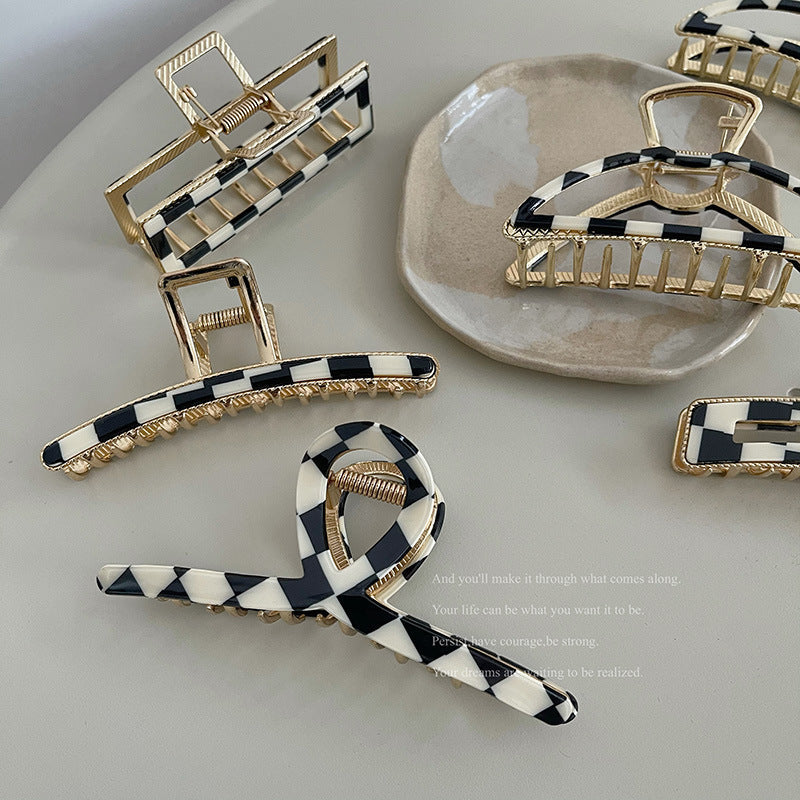 Chessboard Lattice Pattern Hair Clip L3111