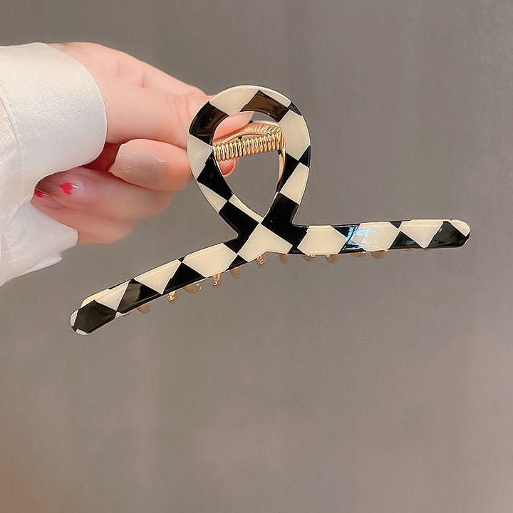 Chessboard Lattice Pattern Hair Clip L3111