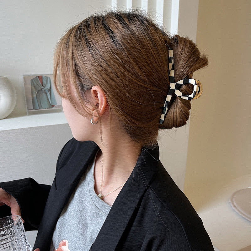 Chessboard Lattice Pattern Hair Clip L3111