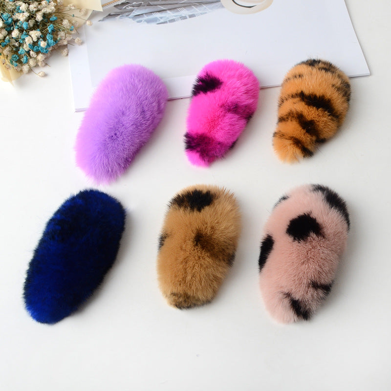 Rex Rabbit Fur Plush Hair Clip L3136