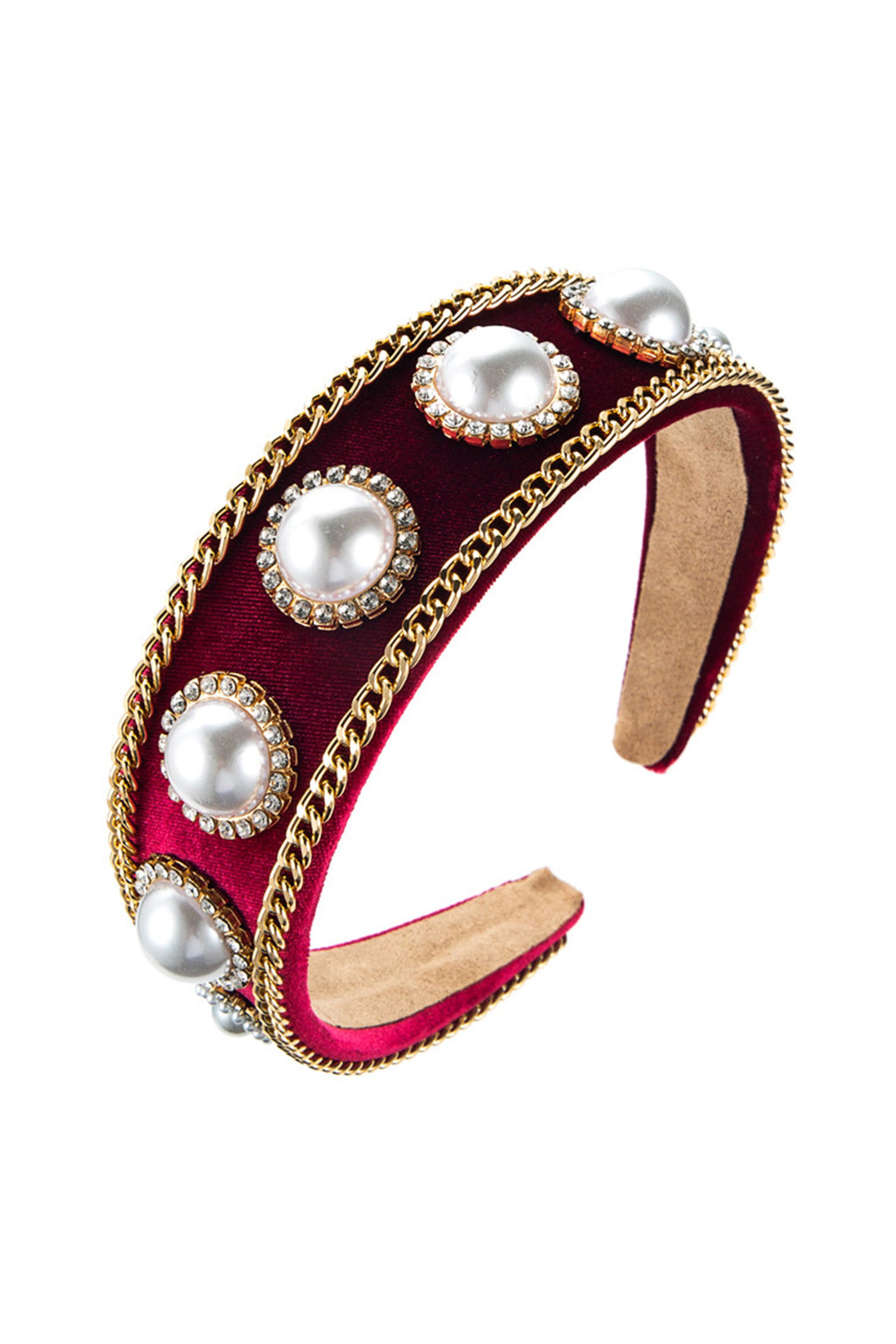 Pearl Chain Velvet Headband L3149