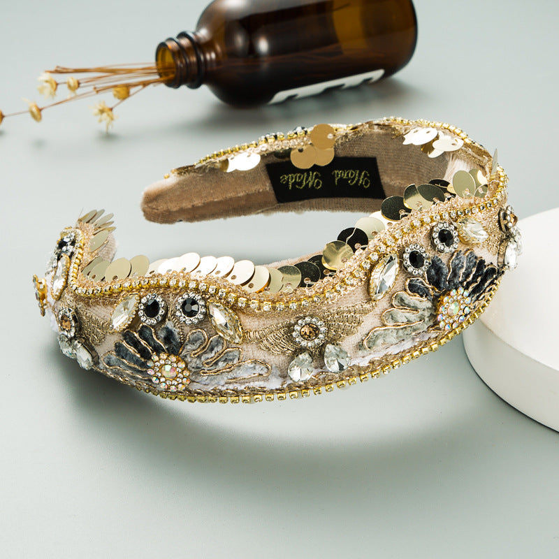 Rhinestone Sequin Velvet Headband L3224