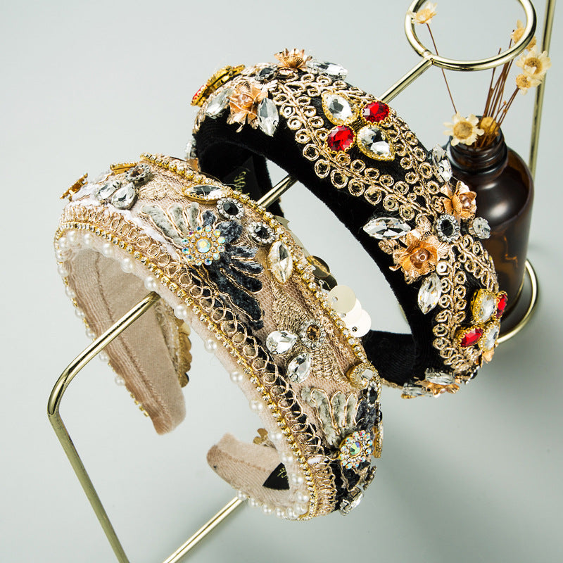 Rhinestone Sequin Velvet Headband L3224