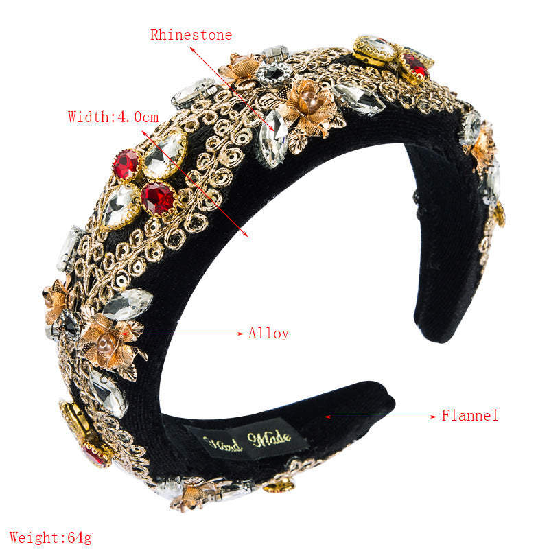 Rhinestone Sequin Velvet Headband L3224