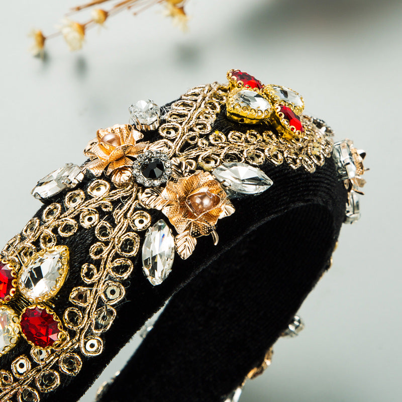 Rhinestone Sequin Velvet Headband L3224