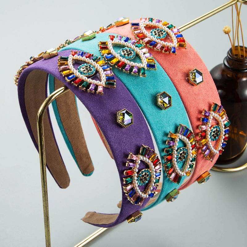 Evil Eye Rhinestone Headband L3227