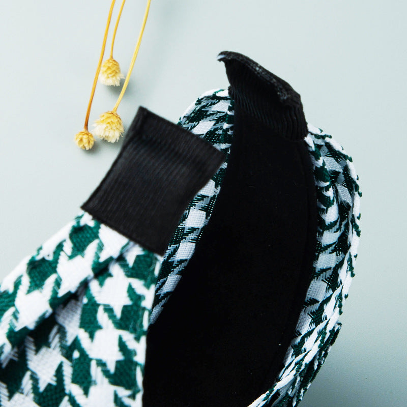 Floral Houndstooth Fabric Headband L3229
