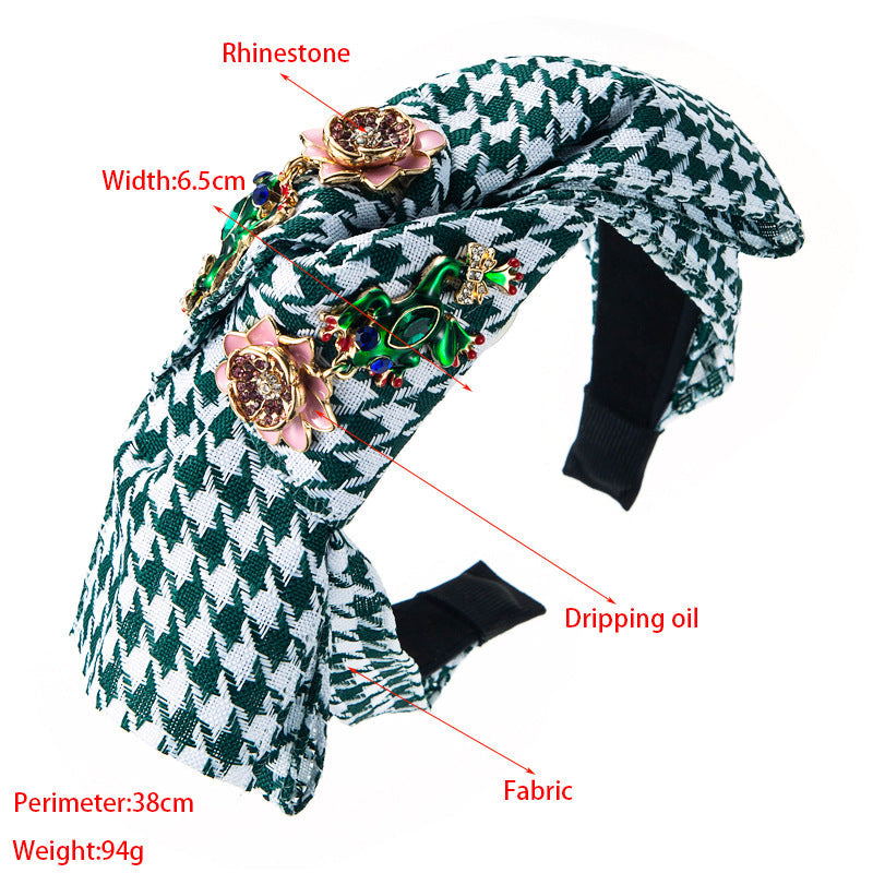 Floral Houndstooth Fabric Headband L3229