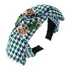 Floral Houndstooth Fabric Headband L3229