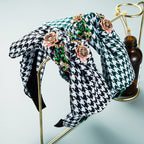 Floral Houndstooth Fabric Headband L3229