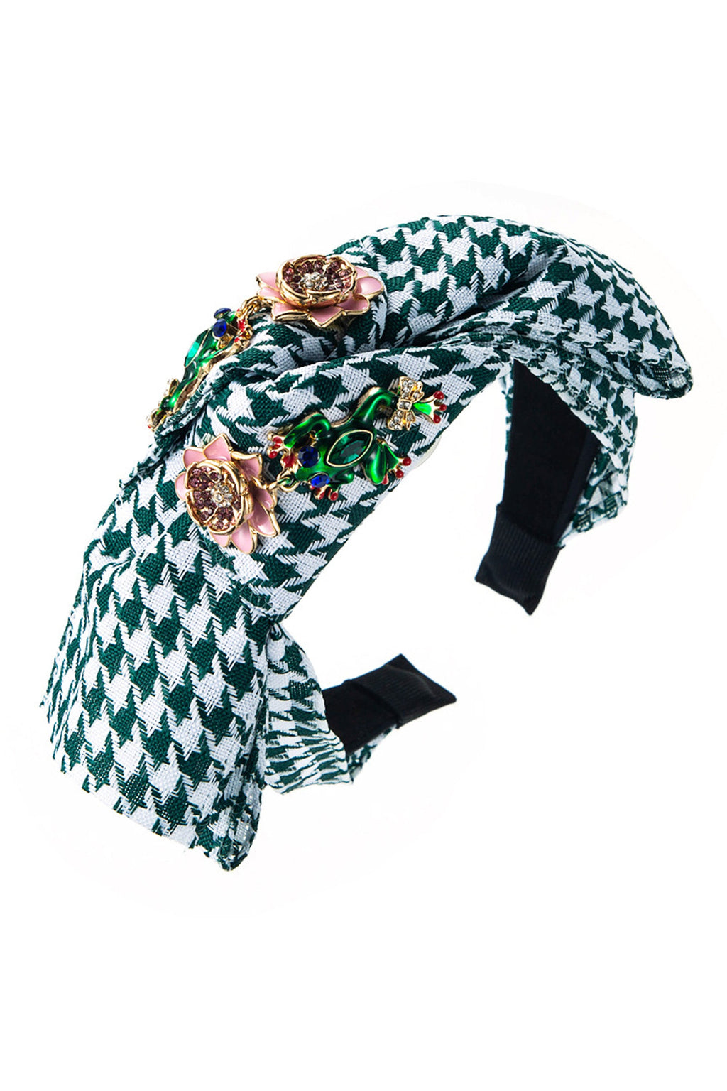 Floral Houndstooth Fabric Headband L3229