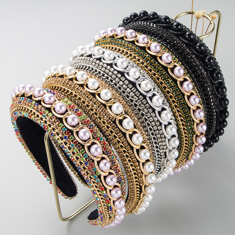 Baroque Pearl Rhinestone Headband L3288