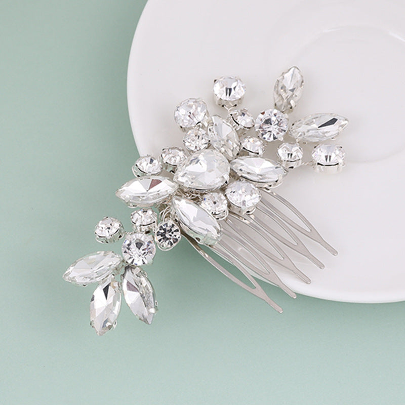 Floral Rhinestone Hair Comb Clip