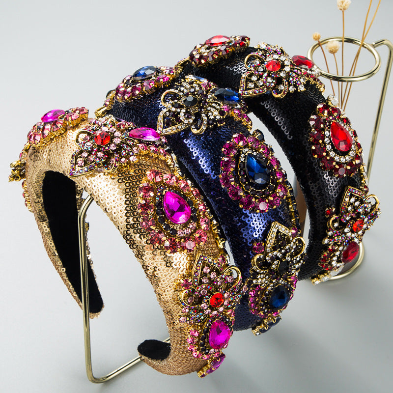 Baroque Rhinestone Sequin Headband L3363
