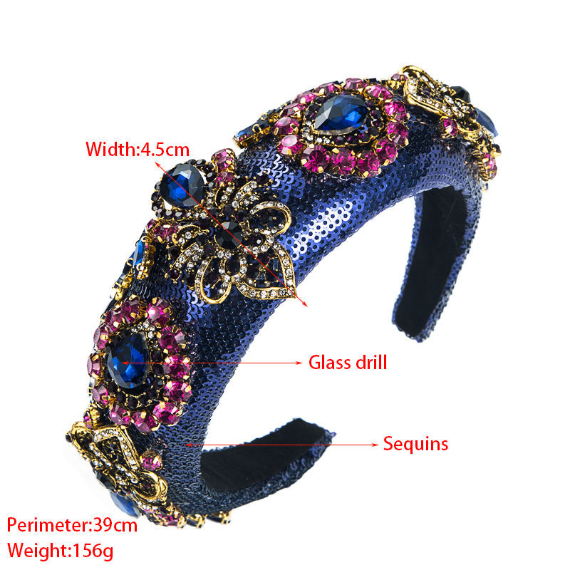 Baroque Rhinestone Sequin Headband L3363