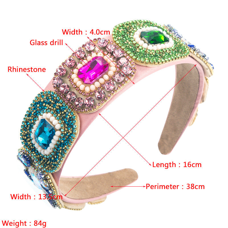 Baroque Suqare Rhinestone Headband L3478