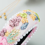 Flower Fabric Pearl Sponge Headband L3570