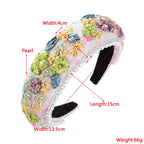 Flower Fabric Pearl Sponge Headband L3570