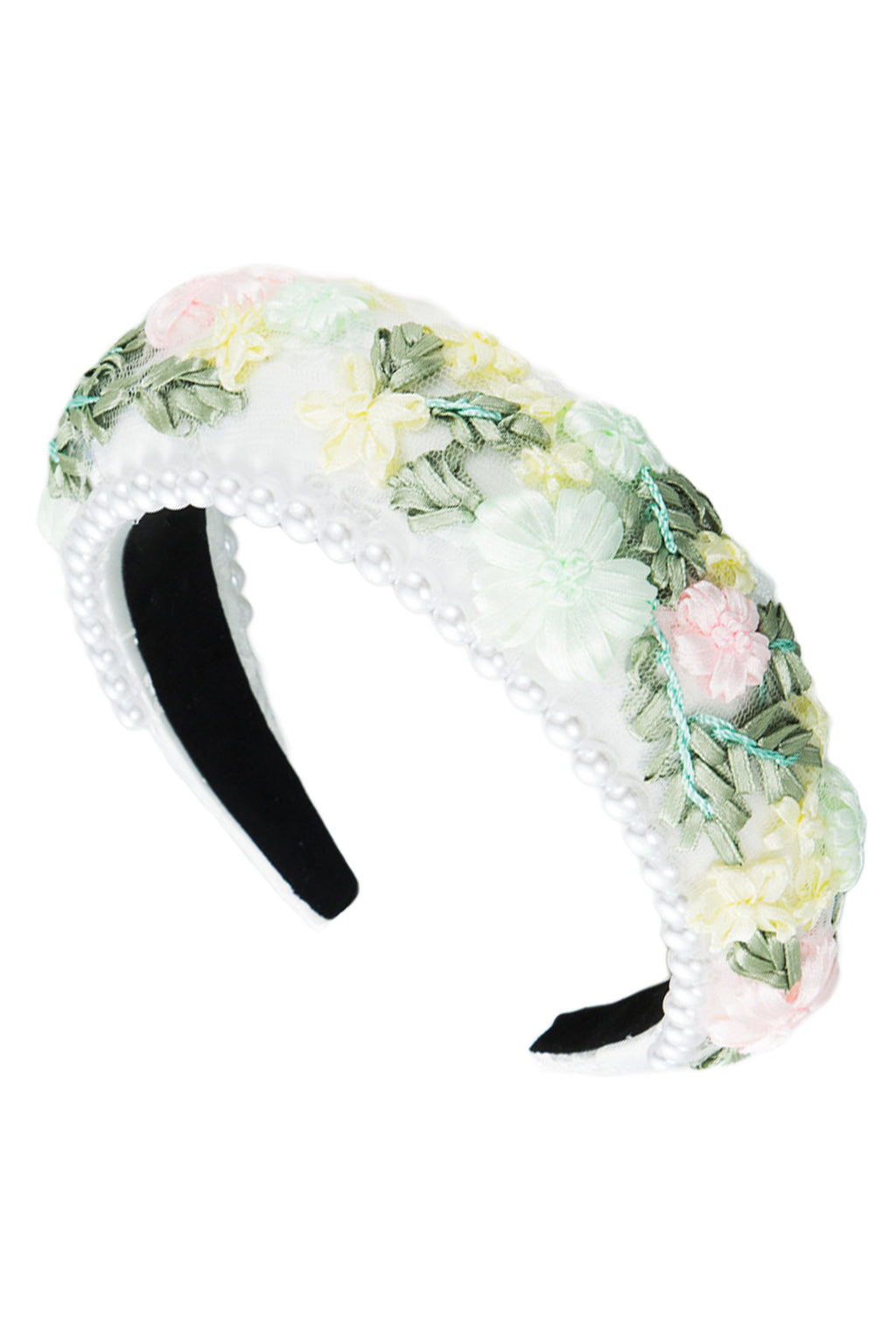 Flower Fabric Pearl Sponge Headband L3570