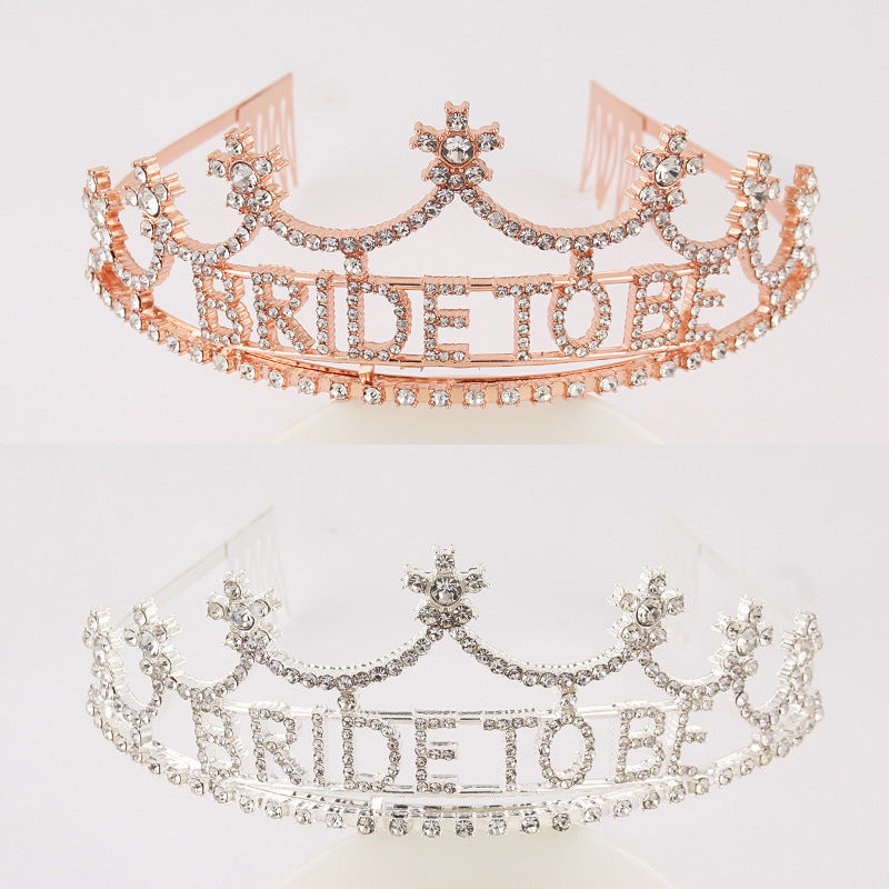 Bride To Be Rhinestone Crown Headband L3598