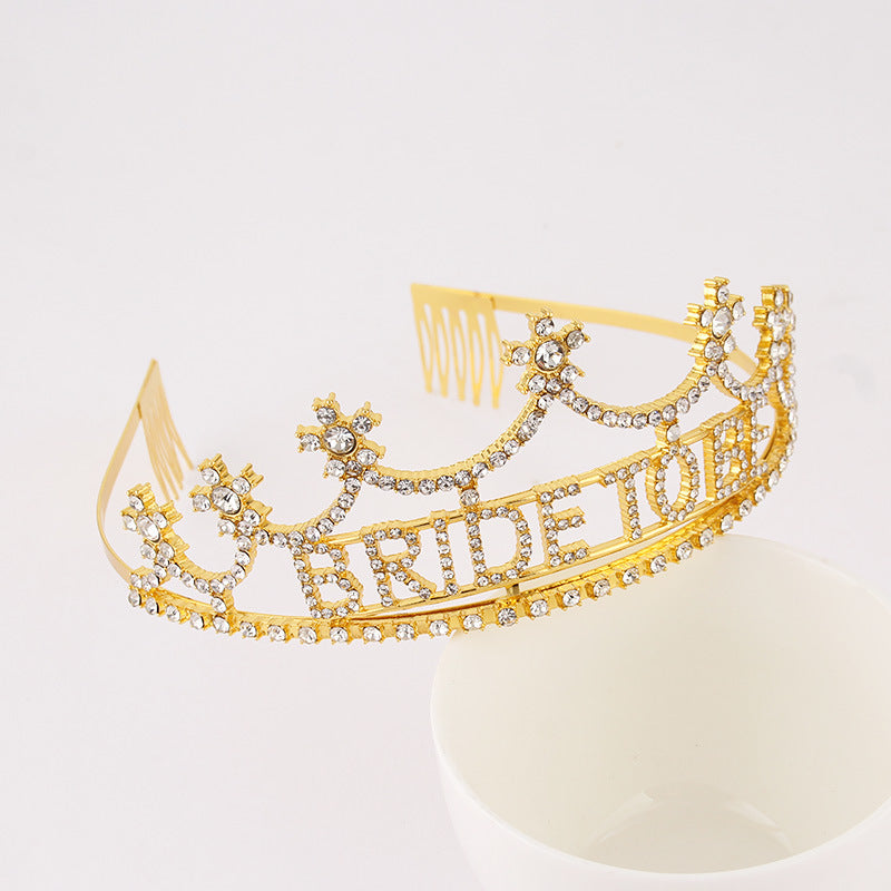Bride To Be Rhinestone Crown Headband L3598