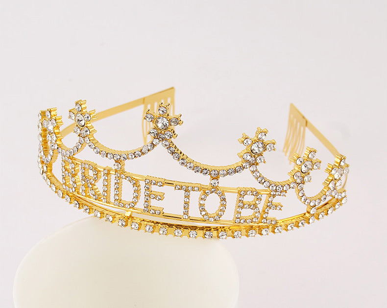 Bride To Be Rhinestone Crown Headband L3598