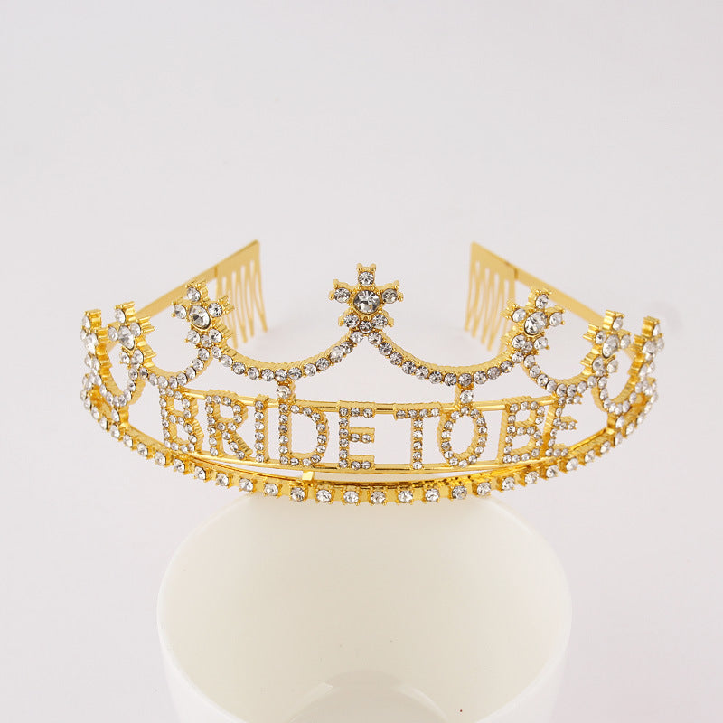 Bride To Be Rhinestone Crown Headband L3598