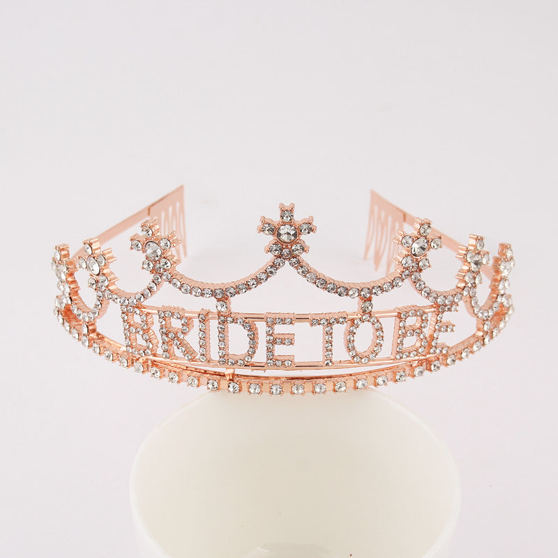 Bride To Be Rhinestone Crown Headband L3598