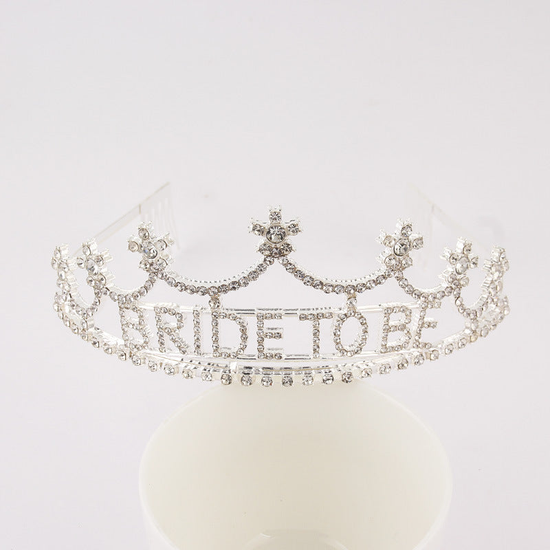 Bride To Be Rhinestone Crown Headband L3598