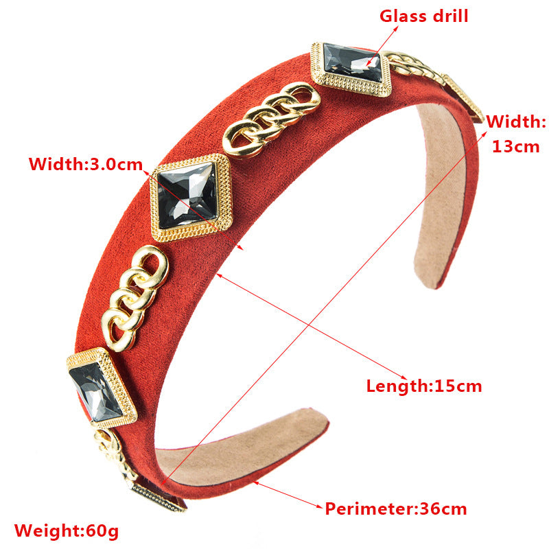 Diamond Shaped Glass Drill Chain Headband L3643