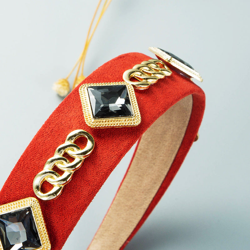 Diamond Shaped Glass Drill Chain Headband L3643