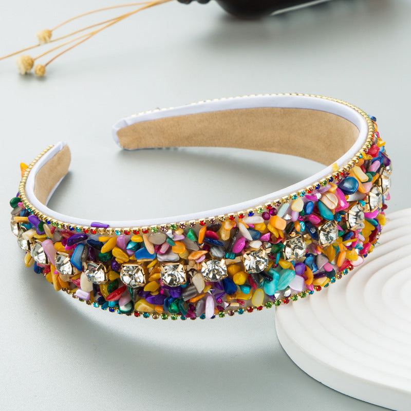 Turquoise Bead Rhinestone Headband L3648