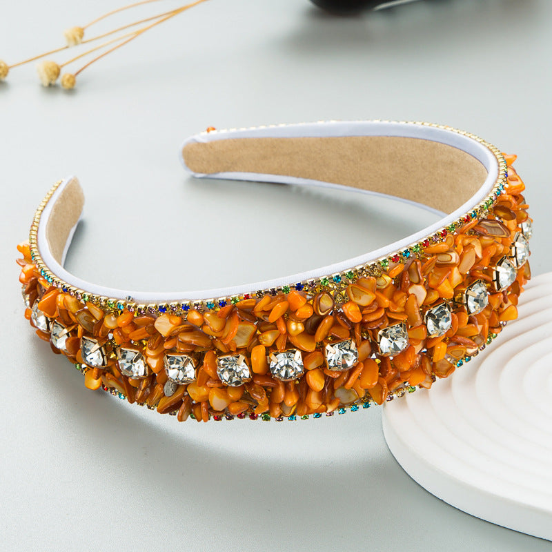 Turquoise Bead Rhinestone Headband L3648