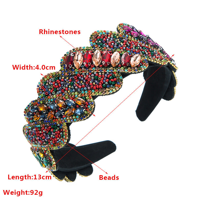 Baroque Rhinestone Seed Bead Headband L3682