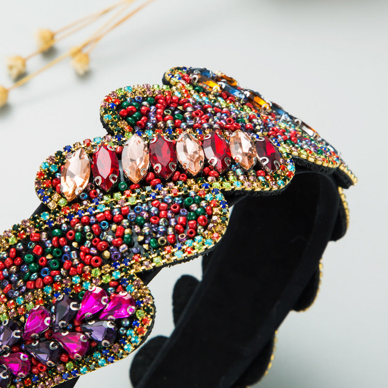 Baroque Rhinestone Seed Bead Headband L3682