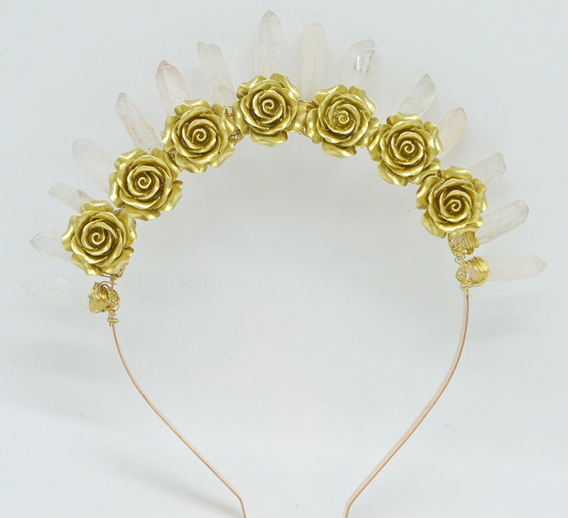 Rose Clear Quartz Headband L3801