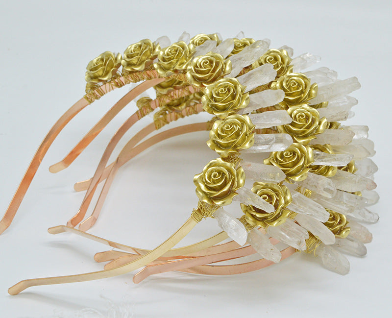 Rose Clear Quartz Headband L3801
