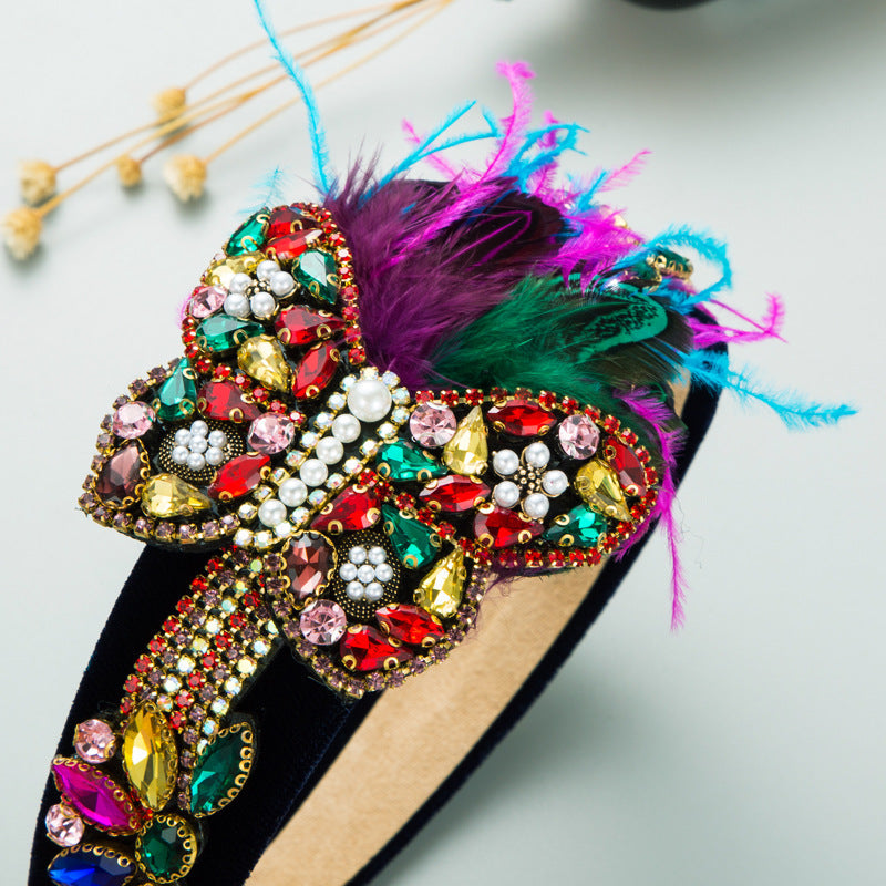Butterfly Feather Rhinestone Headband L3815