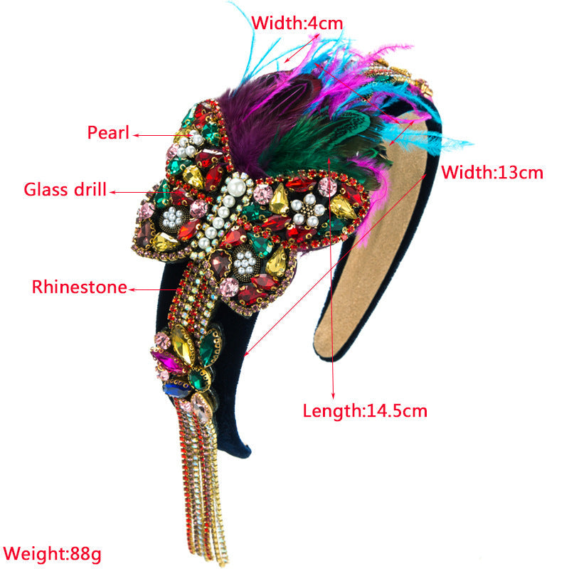 Butterfly Feather Rhinestone Headband L3815