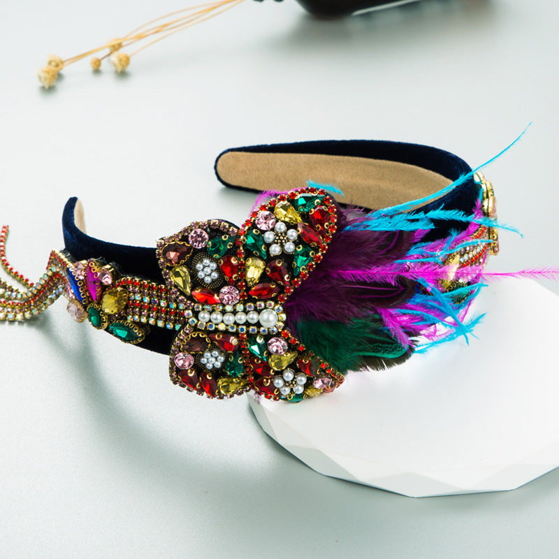 Butterfly Feather Rhinestone Headband L3815