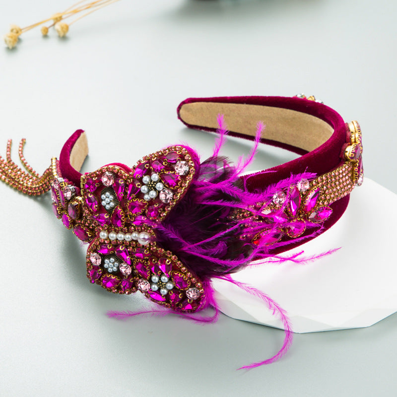 Butterfly Feather Rhinestone Headband L3815 - view 3
