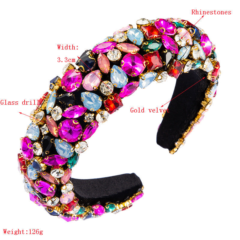 Baroque Glass Drill Sponge Headband L3862